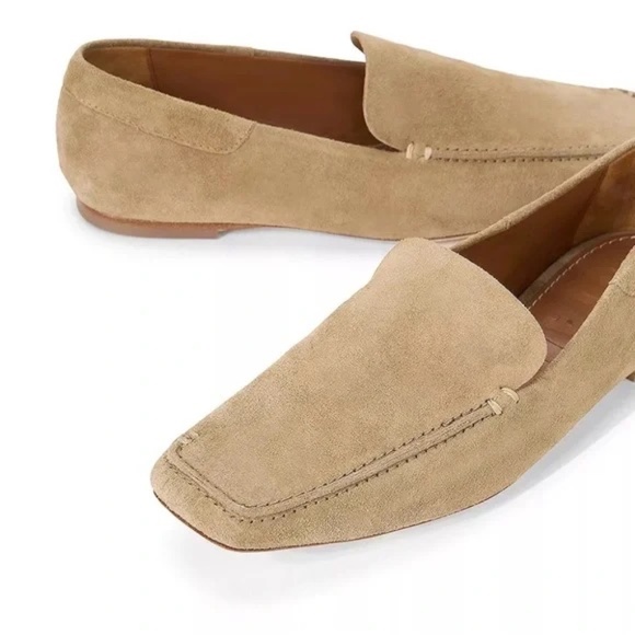 NWT STAUD Becks Square Toe Suede Loafers in Dune Tan - Size - Picture 2 of 10